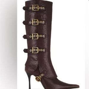 Jeffrey Campbell Dark Brown Heeled Boots with Buckles